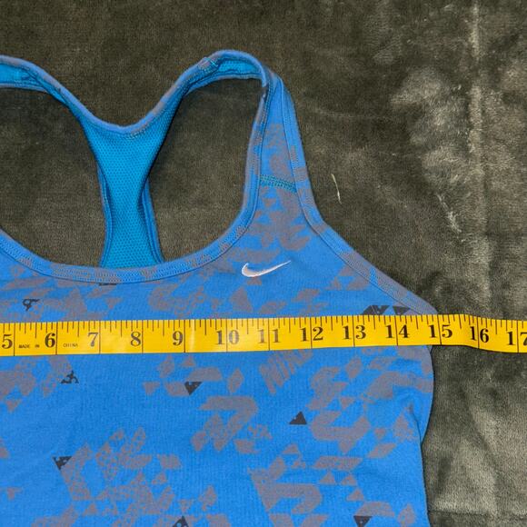 Nike Dri-Fit Blue Teal Grey Racerback Tank Top Women's Size Small Lined Top - Picture 3 of 6